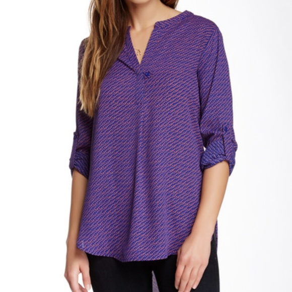 Pleione Tops - Pleione Long Sleeve Printed Blouse